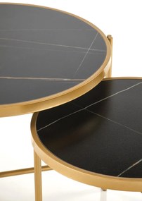 Set 2 masute de cafea Fatima marmura neagra/auriu