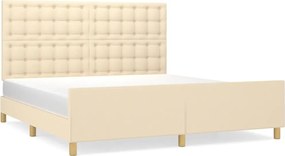 vidaXL Cadru de pat fără saltea, crem, 160x200 cm, textil