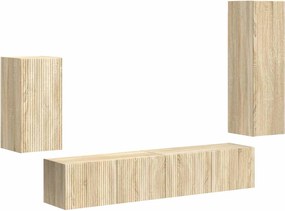 vidaXL Set comodă TV Pe perete 4 pcs Stejar Sonoma Lemn compozit