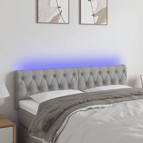 3121946 vidaXL Tăblie de pat cu LED, gri deschis, 144x7x78/88 cm, textil