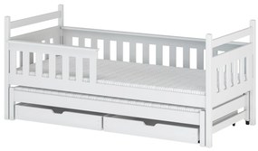 Pat pentru copii 80 x 180 cm DORIA (cu somieră și sp. depozitare) (Alb). Promo -10%. 1013013