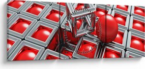 Tablou - Abstract metalic 3D (cu ceas) (90x30 cm)