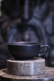 Ceasca Vulcano Adora, 250ml, Negru Mat Carbon Indigo (ceai, cappuccino, flat white) Design Special