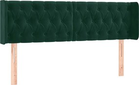vidaXL Tăblie de pat cu aripioare verde închis 147x16x78/88 cm catifea