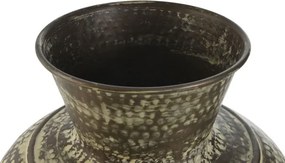 Vază decorativă tinaja patinată verde din aluminiu cu structură din aluminiu, "Verdaro"