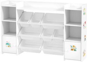 AIYAPLAY Dulap depozitare copii, etajeră pentru jucării cu 8 cutii detașabile, 140 x 30 x 90 cm, alb | Aosom Romania