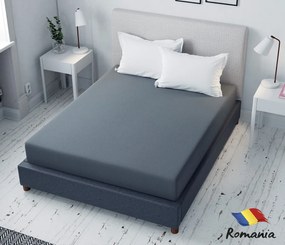 Cearceaf de pat gri inchis cu elastic Evostar bumbac 100% ranforce /90x200 cm dimensiune standard