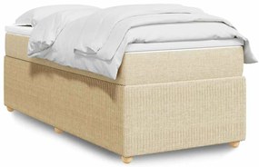 vidaXL Pat box spring cu saltea, crem, 100x200 cm, textil