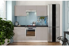 Mobilier de bucătărie CELESTE, 180 cm, finisaj lucios taupe