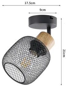 Brilagi - Aplică spot de perete BASKLITE 1xE27/15W/230V lemn de cauciuc/negru