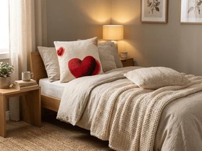 Fata de perna dubla fata DUO SENSE HEARTELLE 45x45 cm microplus/flanel, crem