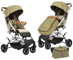 Carucior sport cu functie de pliere tip troller, sezut reglabil, husa pentru picioare si geanta 6-36 luni, Verde - CPC-62-verde