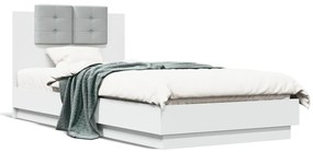 3209933 vidaXL Cadru de pat cu tăblie, alb, 100x200 cm, lemn prelucrat