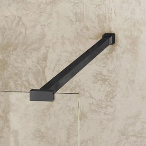 Paravan de dus fix,100x200 cm,  sticla securizata 8 mm, profil negru, Roth Melina 1000x2000 mm, Negru
