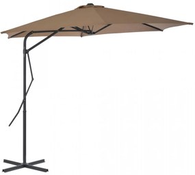 Umbrelă de soare de exterior, stâlp din oțel, gri taupe, 300 cm