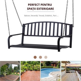 Balansoar Suspendat de Gradina Outsunny din Metal Negru | AOSOM RO
