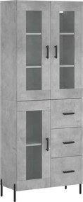 vidaXL Dulap înalt, gri beton, 69,5x34x180, lemn compozit