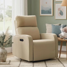 HOMCOM Fotoliu Relax Electric Reclinabil 135° cu Suport pentru Picioare, Tetieră Reglabilă, Șezut Spațios, Fotoliu Tapițat, Motoare Duble, Porturi USB și USB-C, Catifea Bej, Living | Aosom Romania