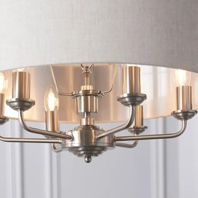 Endon 94357 - Candelabru suspendat pe lanț HIGHCLERE 6xE14/40W/230V bej/crom mat