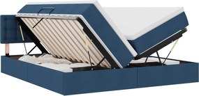 vidaXL Pat cu storage albastru 200 x 200 cm Piele artificială