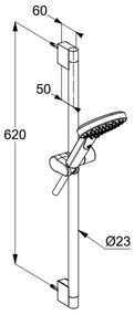 Set de dus Kludi Dive X 1S cu bara 60 cm, para si furtun crom lucios