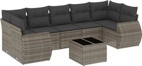 vidaXL Set canapele de grădină cu perne, 8 piese, gri, poliratan