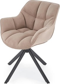 Scaun rotativ K610, bej/negru, stofa catifelata/metal, 65x64x79 cm