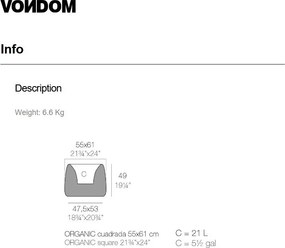 Ghiveci plante design decorativ exterior/interior Organic SQUARE 55x61x48cm