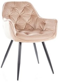 Scaun de bucaterie Cherry Velvet, bej/negru