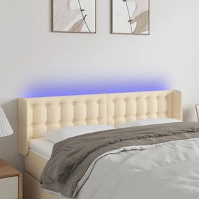 vidaXL Tăblie de pat cu LED, crem, 147x16x78/88 cm, textil