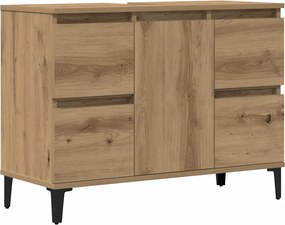 vidaXL Dulap de chiuvetă stejar artizanal, 80x33x60 cm, lemn prelucrat