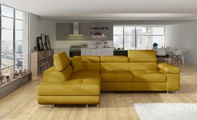 Coltar extensibil stanga 4 locuri, ELTAP, Anton, 272x203x85 cm, lemn/poliester, mustar