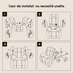 Fotoliu rabatabil HOMCOM cu funcții de masaj și încălzire, cu sistem electric de ridicare, tetieră reglabilă și port USB, din piele ecologică (PU), negru | Aosom Romania