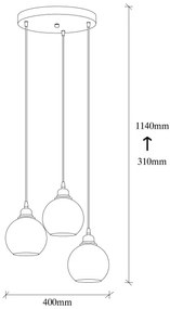 Lustră pe cablu SMOKED 3xE27/40W/230V
