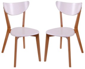 Set 2 scaune dining din lemn de fag Modern T, Fag/Alb