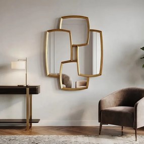 Oglinda perete design geometric QUADRA 90cm auriu