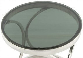 Masuta de cafea rotunda din sticla Weyda 40x40x42 cm negru/argintiu