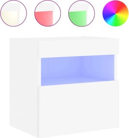 vidaXL Comodă TV de perete cu lumini LED, alb, 40x30x40 cm