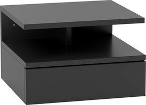 HOMCOM Noptieră Suspendată cu Sertar și Raft Superior din Lemn, 35x32x22,5 cm, Negru | Aosom Romania
