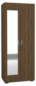 Dulap Nero, 2 Usi, oglinda, Stejar Bronz, 80 x 52 x 200 cm