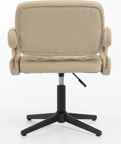 HR8403CROSS Scaun Crem Piele Ecologica Premium Soft cu Bază Neagră