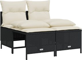 vidaXL Set mobilier de grădină cu perne, 4 piese, negru, poliratan