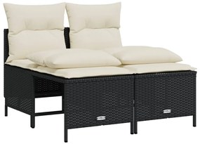 368371 vidaXL Set mobilier de grădină cu perne, 4 piese, negru, poliratan