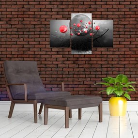 Tabloul cu bile abstracte roșii (90x60 cm)
