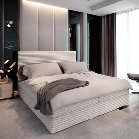 OFERTA Pat tapițat boxspring ISPIRA 140x200 cm crem II. calitate Saltele: Saltea cu arcuri Bonell