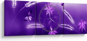 Tablou - Lunca cu fluturi (cu ceas) (90x30 cm)