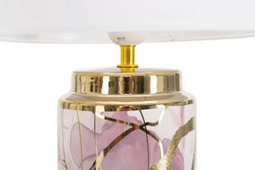 Veioza alba/roz din ceramica, Soclu E27 Max 40W, ∅ 25 cm, Glam Abstract Mauro Ferretti