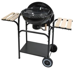 Grătar portabil cu cărbuni, negru/lemn