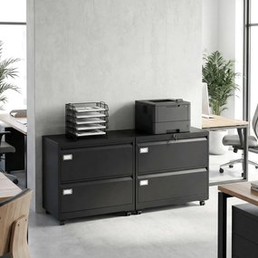 HOMCOM Container mobil cu 2 sertare închidere dulap pentru dosare cu șină suspendată reglabilă 90 x 40 x 77,4 cm Negru | Aosom Romania