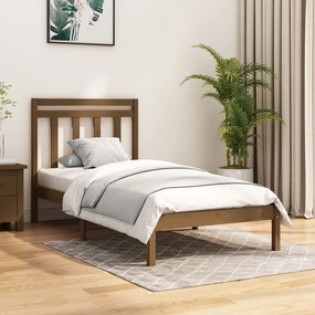 3105238 vidaXL Cadru de pat, maro miere, 90x200 cm, lemn masiv
